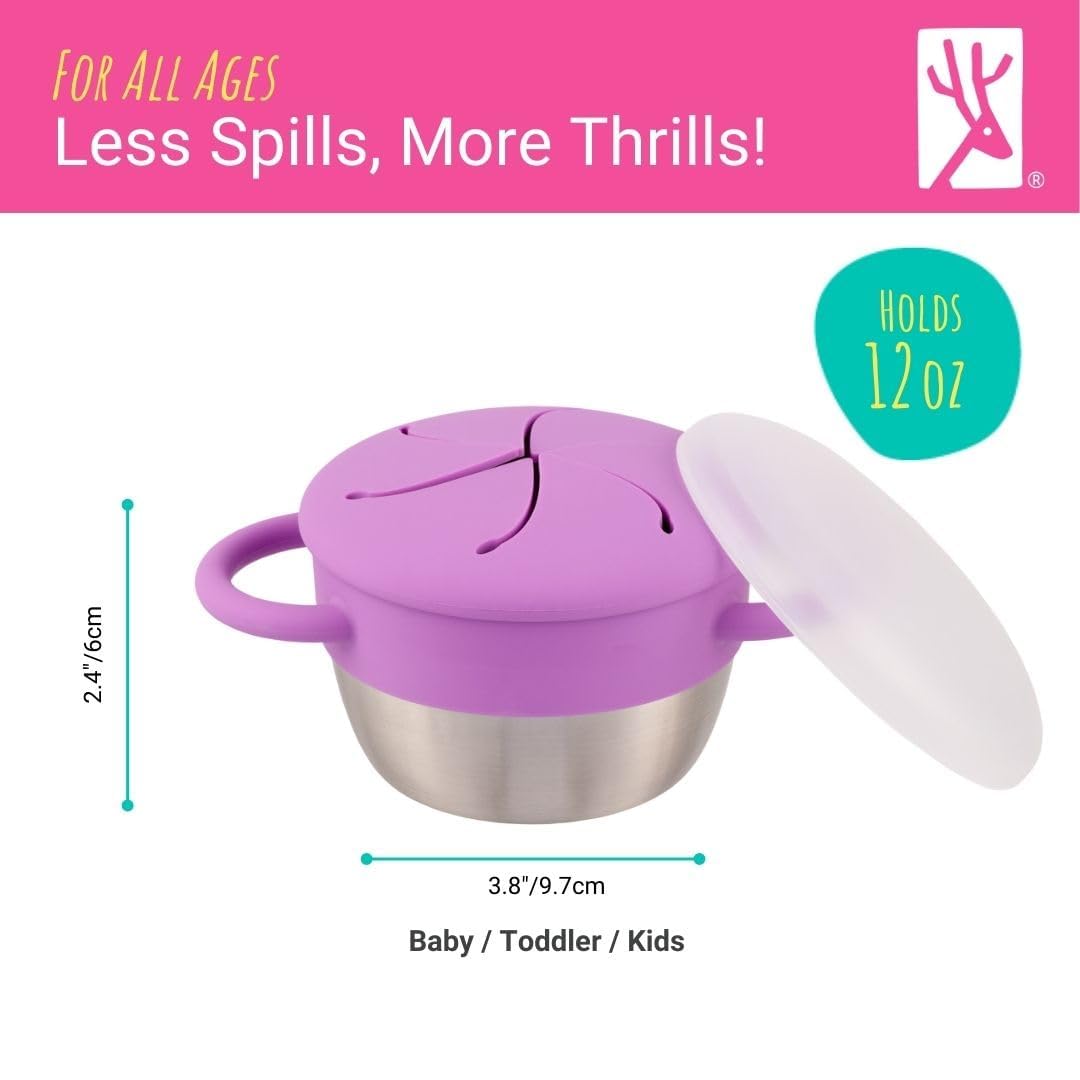 Elk and Friends Kids/Toddler Stainless Steel Snack Cups + Travel Lids | 2pk