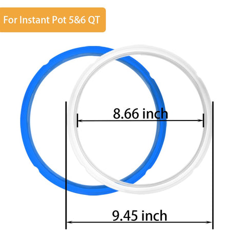 2 Pack Sealing Ring 6QT for Instant Pot, Food-Grade Silicone Seal Rings Replacement for Instant Pot 6 Quart, Gasket for Instantpot Sealing Ring 6 Qt Clear, Blue