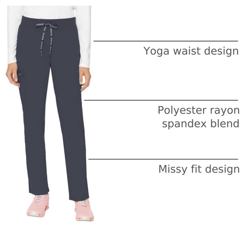 Med Couture Touch Scrub Pants for Women Jersey Waist Yoga Bottoms 6 Pockets