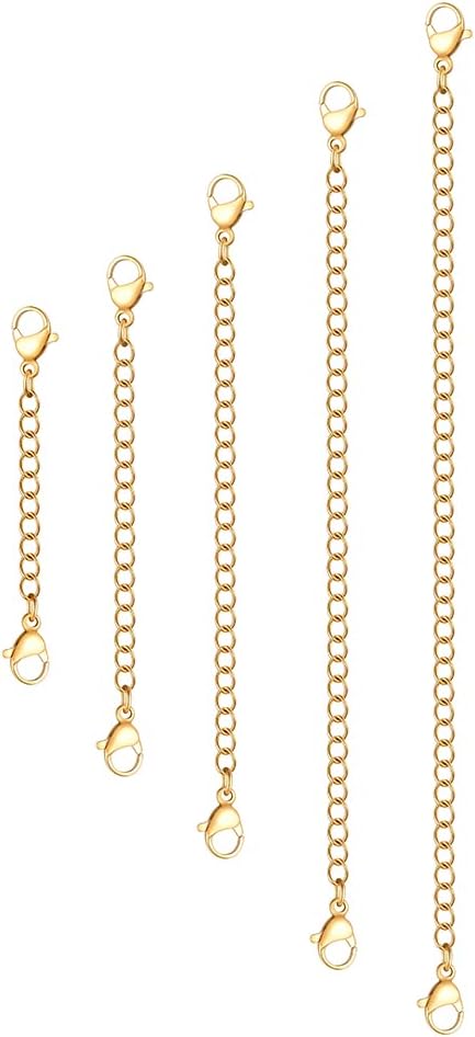 5Pcs Gold Stainless Steel Necklace Extender Chain Links for Ankle Bracelets