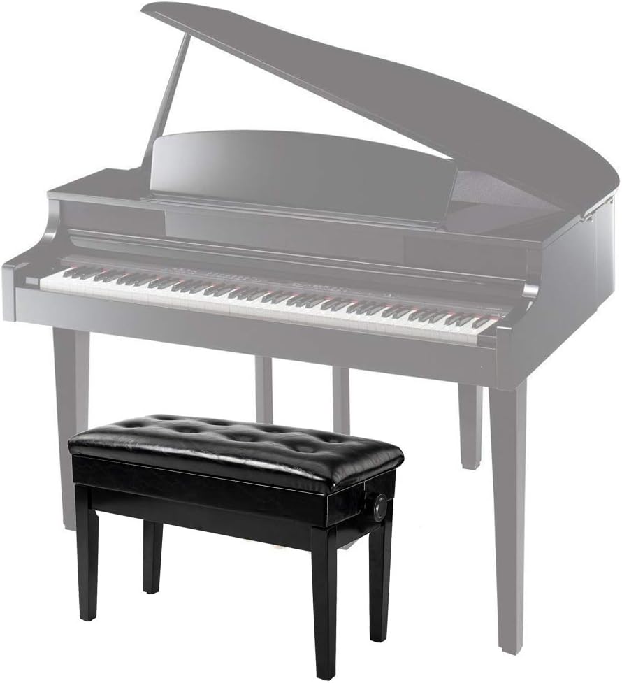 Bonnlo Adjustable Duet Piano Bench with Storage Faux Leather Seat