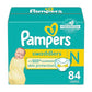 Pampers Swaddlers Diapers Newborn - Size 0, 84 Count, Ultra Soft Disposable Baby Diapers