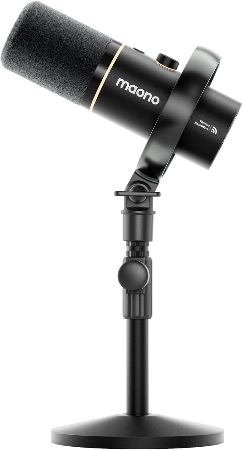 MAONO PD200W Hybrid Wireless Podcast Microphone for PC, Dynamic XLR USB Mic