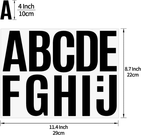 258 Pcs Waterproof 4-Inch Self-Adhesive Vinyl Stickers - Black Alphabet & Numbers for Mailboxes, Signs, Windows, Doors, Vehicles, Home, Business, and Lockers