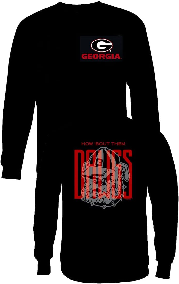 Georgia Tall Dawgs Mascot 2-Sided Black Long Sleeve T Shirt