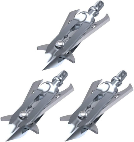 RAVIN Mechanical Broadheads 100 Grain - Crossbow Broadheads with 2-Inch Cut, Internal Spring Clip System, 500 FPS Rated – Titanium, Steel & Aluminum Options for Crossbow Bolts (3-Pack)