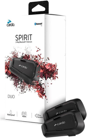 Cardo Systems Spirit Motorcycle Bluetooth Communication Headset, 2-Way Bluetooth, Thin 32mm Speakers, Waterproof, Universal Connectivity - Single Pack