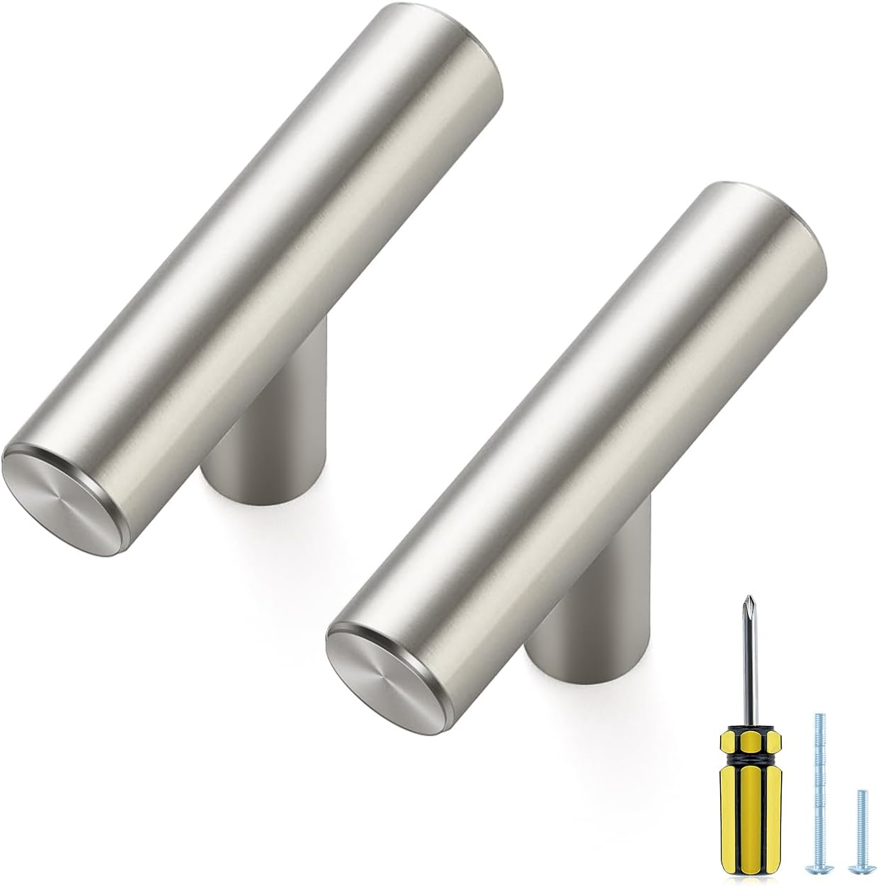 Ravinte Brushed Nickel Cabinet Handles,Round T Pulls,Single Hole,30 Pack