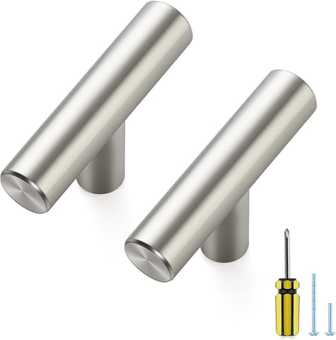 Ravinte Brushed Nickel Cabinet Handles,Round T Pulls,Single Hole,30 Pack