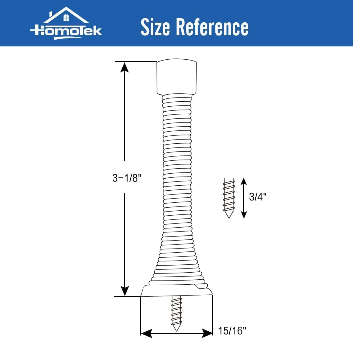 HOMOTEK 1 Pack Black Spring Door Stops,3-1/8" Heavy Duty Door Stop - Flexible Spring Door Stopper with Low Mounted Black Rubber Bumper Tips