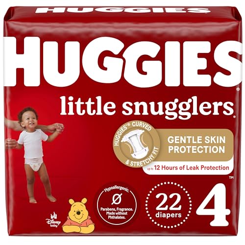 Huggies Size 4 Diapers, Little Snugglers Baby Diapers, Size 4 (22-37 lbs), 22 Count