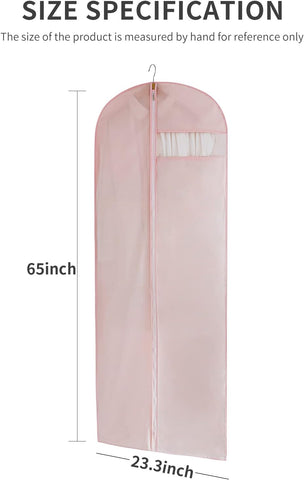 MARMINS Pink Dress Bags for Gowns Long, 65'' Long Dress Clear Garment Bag(Set of 2, 23.3'' X 65'')