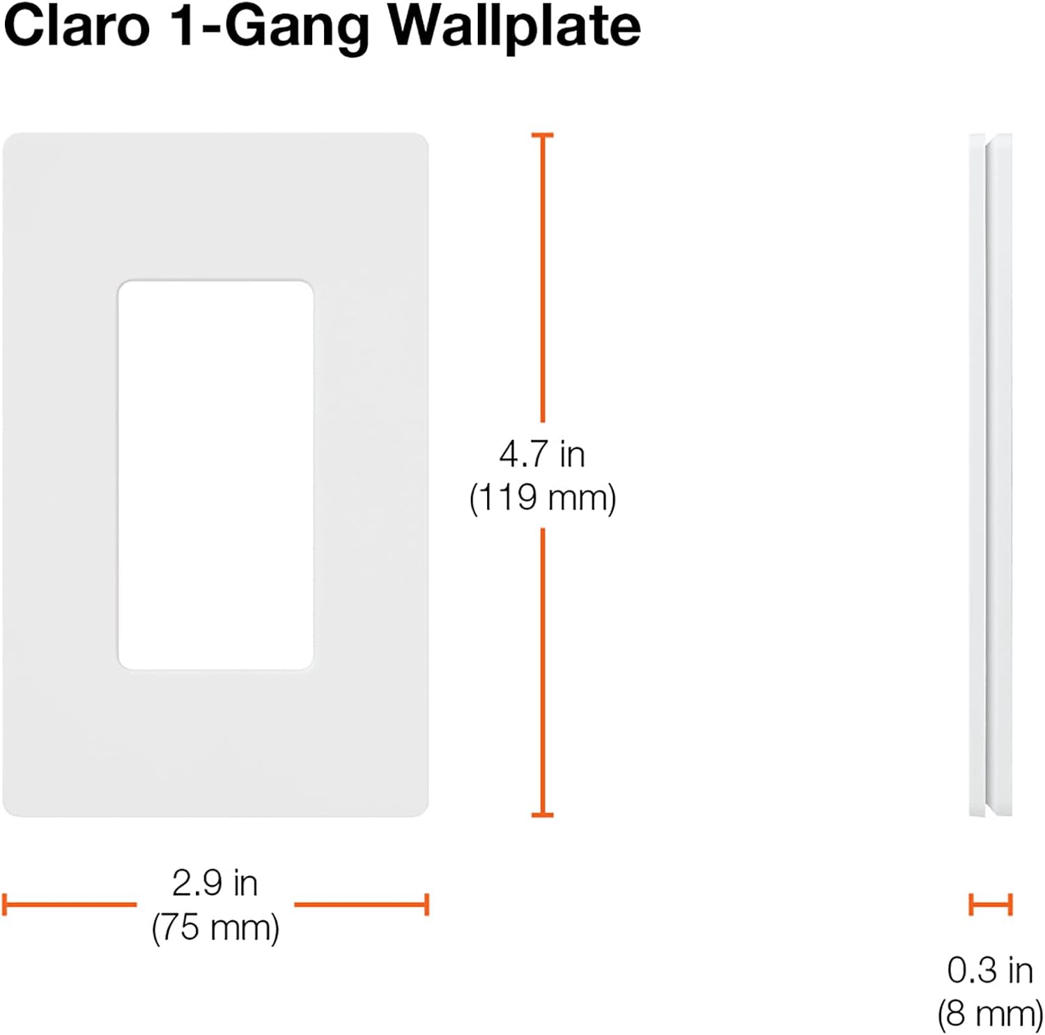 Lutron Claro Light Switch Cover Plate, 1 Gang Wallplate, Gloss