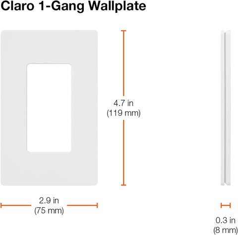 Lutron Claro Light Switch Cover Plate, 1 Gang Wallplate, Gloss
