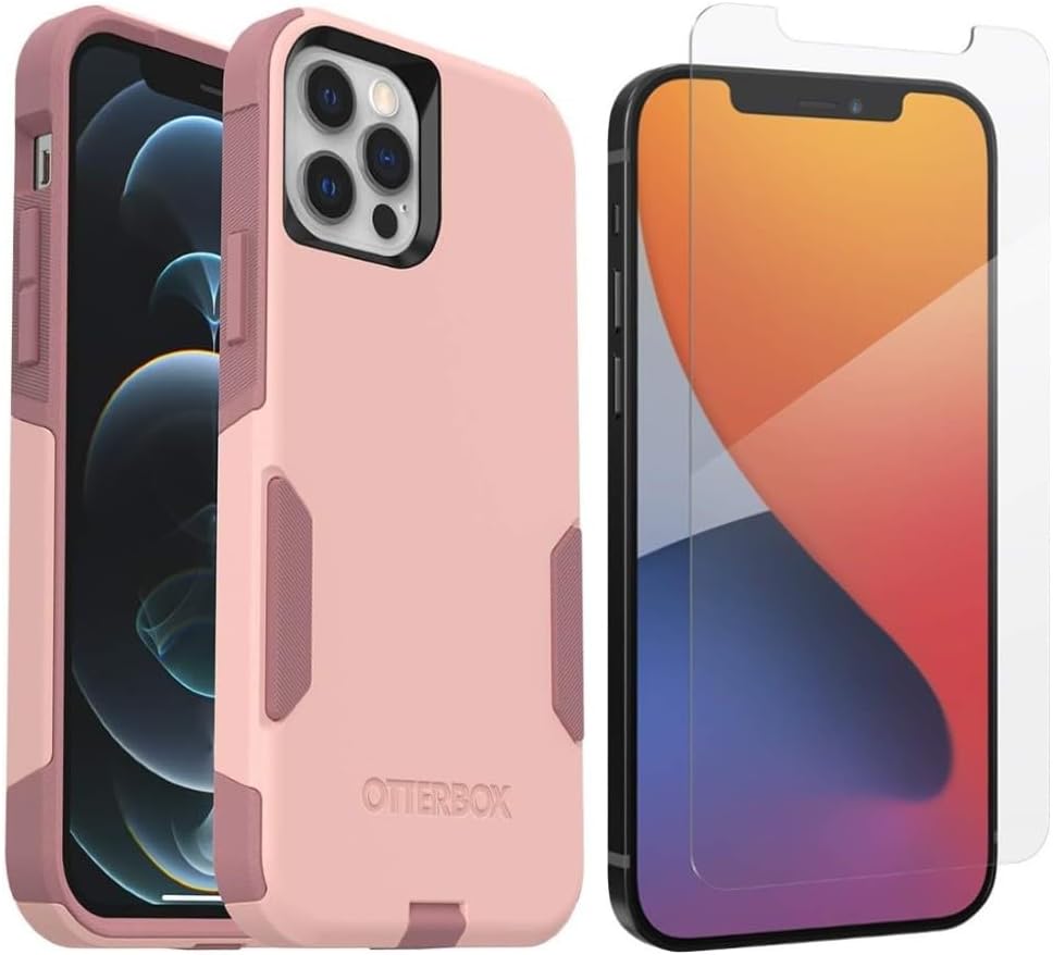 OtterBox iPhone 12 & iPhone 12 Pro (Only) - Commuter Series Case - Crisp Denim (Blue) - with Glass Elite+ Clear Screen Protector - Pocket-Friendly - with Port Protection - Non-Retail Packaging