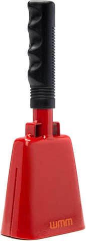 10 Inch Steel Cowbell with Handle Cheering Bell for Sports Events Large Solid School Bells & Chimes Percussion Musical Instruments Call Bell Alarm(Red)