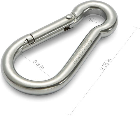 sprookber Stainless Steel Spring Snap Hook Carabiner - 304 Stainless Steel Caribeener Clips, Set of 6