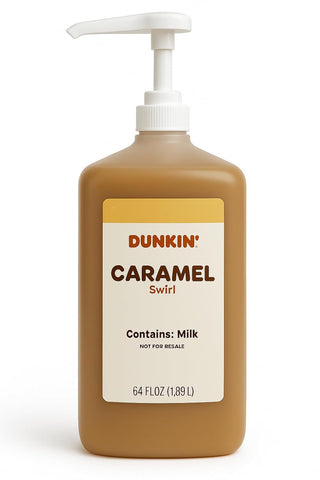 Dunkn Donnuts, Caramel Syrup for Coffee – 64 oz Jug of Rich, Sweet Flavoring for Lattes, Iced Coffee, Frappes & Desserts – Barista-Style Caramel Swirl Syrup