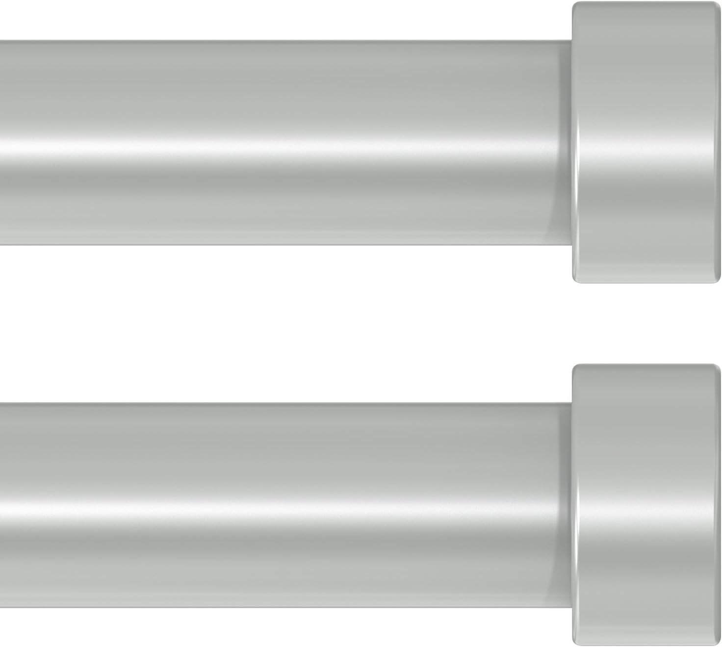 VOIIY 2 Pack Curtain Rods for Windows 18 to 42 Inch(1.5-3.5 Feet),Silver 1'' Diameter Drapery Rods with End Cap Style Design,Modern Adjustable Heavy Duty Curtain Rod,Size:18''-42''