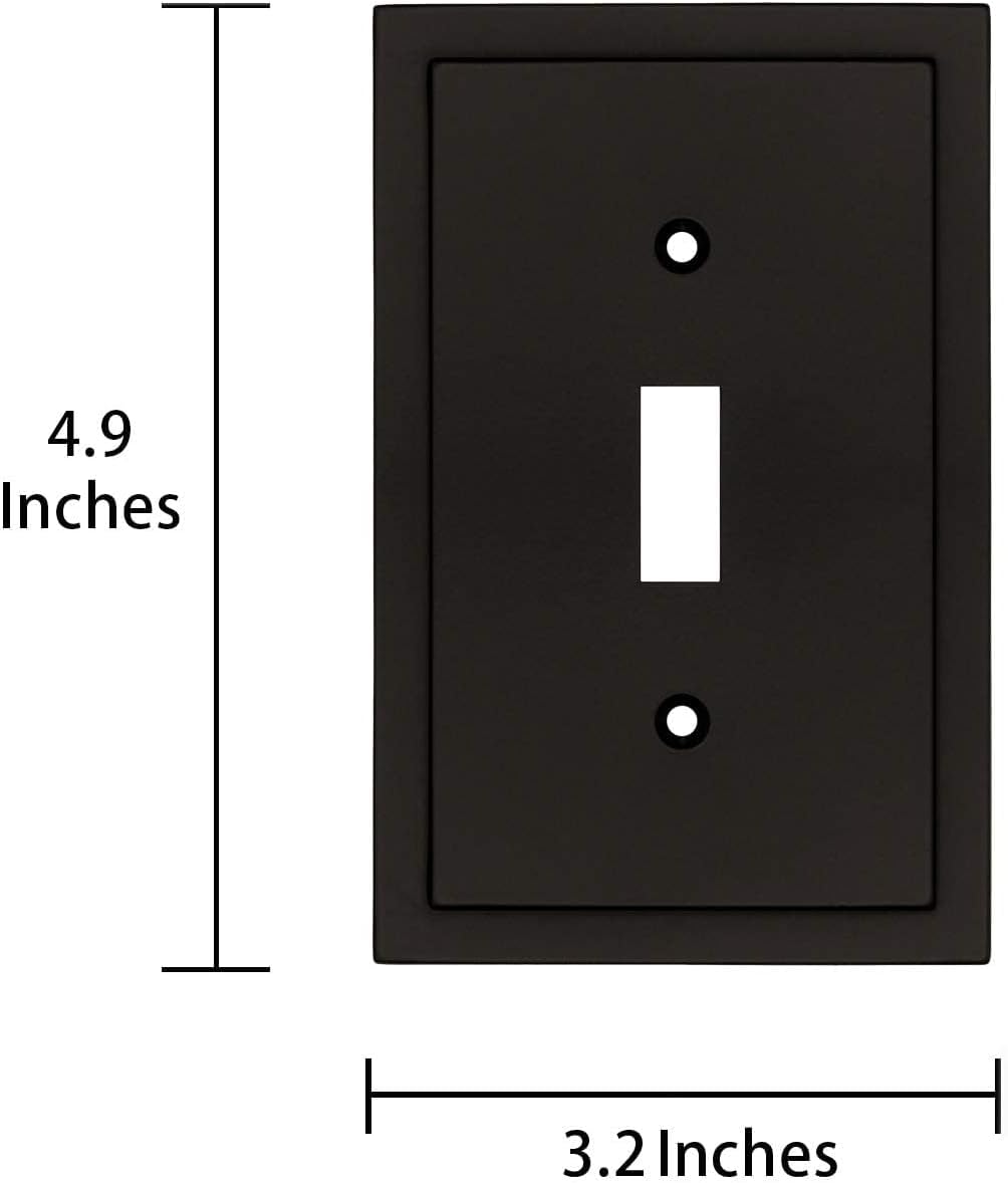 Henne Bery Modern Edge Decorative Wall Plate Switch Plate Outlet Cover, Durable Solid Zinc Alloy (Single Toggle 2PK, Matte Black)