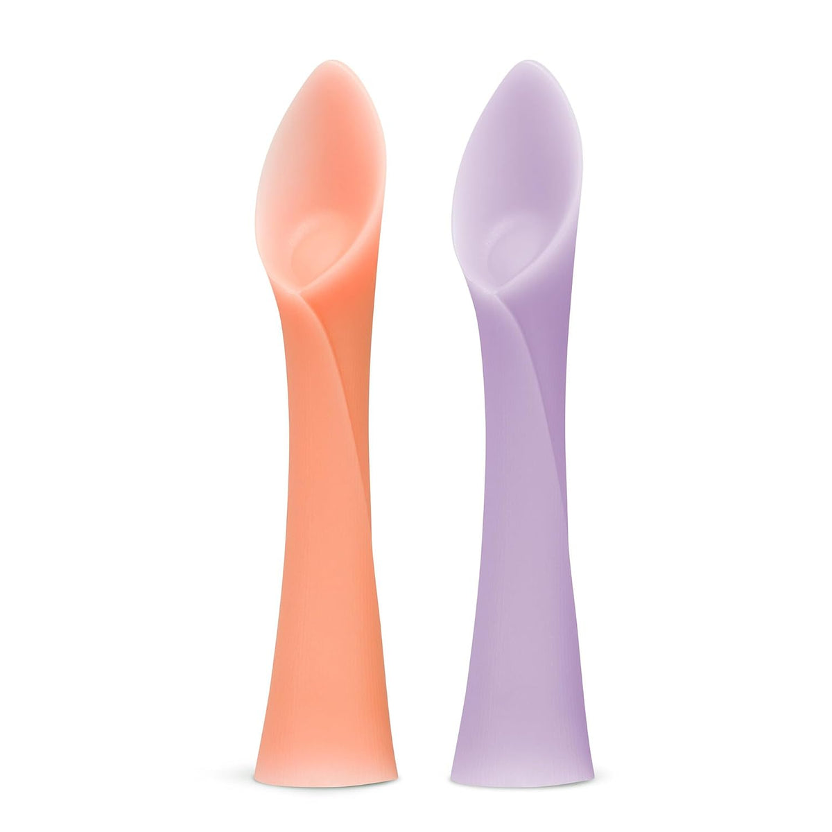 Olababy Silicone Baby Spoons, Baby Led Weaning, 2pk (Coral/Lilac)