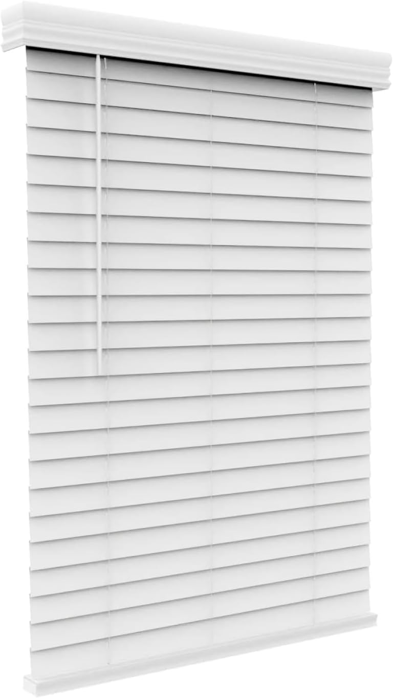 ARLO BLINDS 2" Faux Wood Blinds with Crown Valance 21" W x 73" H, White
