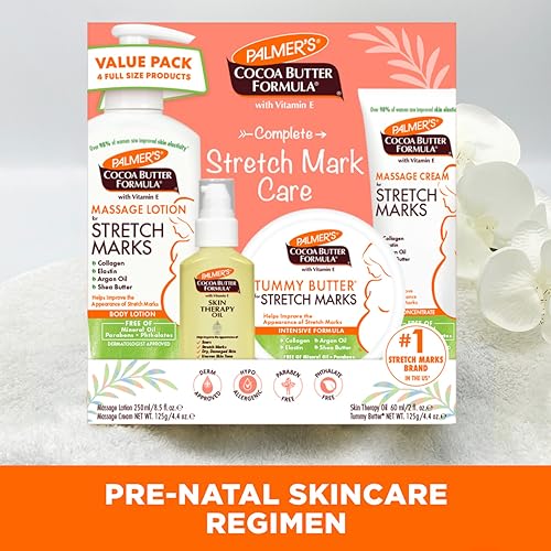 Palmer's Cocoa Butter Formula Pregnancy Skin Care Kit for Stretch Marks and Scars, Dermatologist Approved, Gift for Mom to Be, 4 Piece Full Size Set