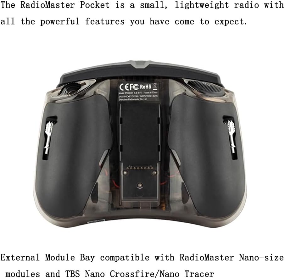 Radiomaster Pocket ELRS Hall Gimbal Transmitter Remote Control Portable Lightweight Built in LED Light Foldable Antenna（Black Mode 2）