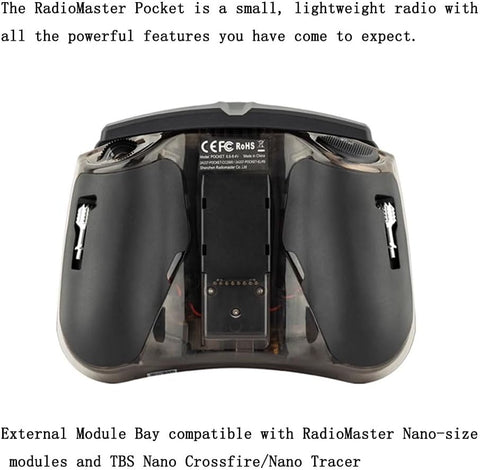 Radiomaster Pocket ELRS Hall Gimbal Transmitter Remote Control Portable Lightweight Built in LED Light Foldable Antenna（Black Mode 2）