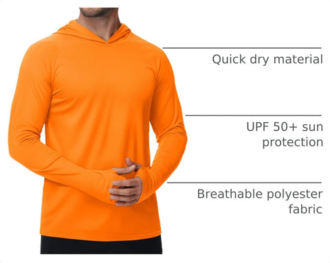 TACVASEN Men's Long Sleeve Active T-Shirts UPF 50+ Hoodies Sun Protection Shirt Lightweight Quick Dry Rash Guards