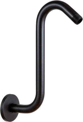 OFFO Shower Head Extension Arm 10 in, Oil Rubbed Bronze S Shaped Arm With Flange High Rise Goose Neck Shower Extension