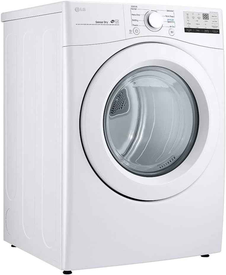 LG 7.4 Cu. Ft. Vented Stackable Electric Dryer in White with Sensor Dry