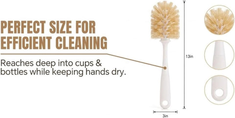 Bottle Brush Cleaner,Long Plastic Handle,Soft Bristle&Non-Scratch,Cleans and Scrubs Hard to Reach Coffee Cups,Mason,Thermos,Glass Bottle,Beer Bottles,Wine Bottles,Baby Bottle,Mugs