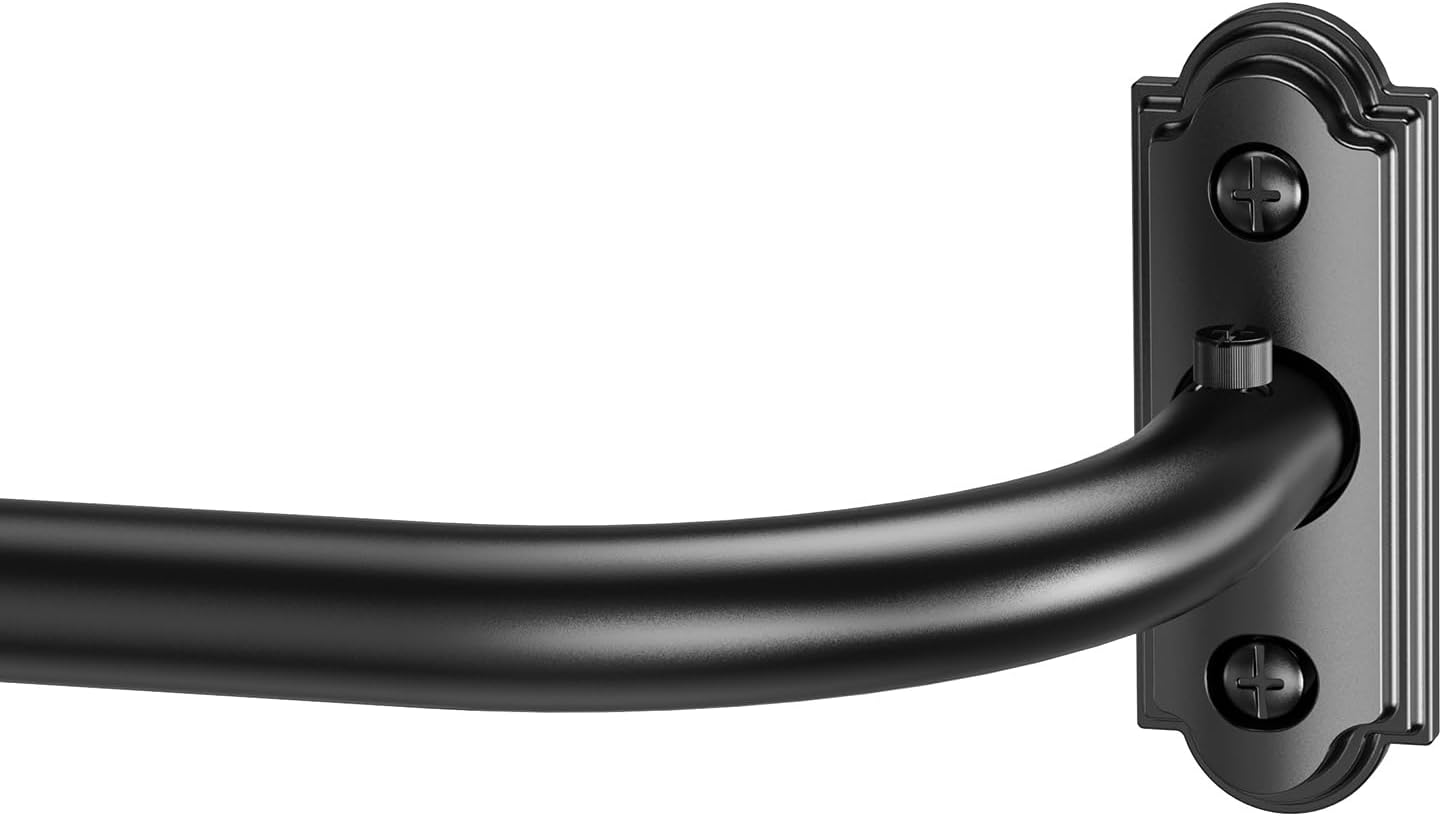 YaFex Curtain Rod 32-58 Inch, 1 Inch Heavy Duty Black Curtain Rods for Windows, Adjustable Window Treatment Rods, Wrap Around Ceiling Outdoor Curtain Rod for Bedroom