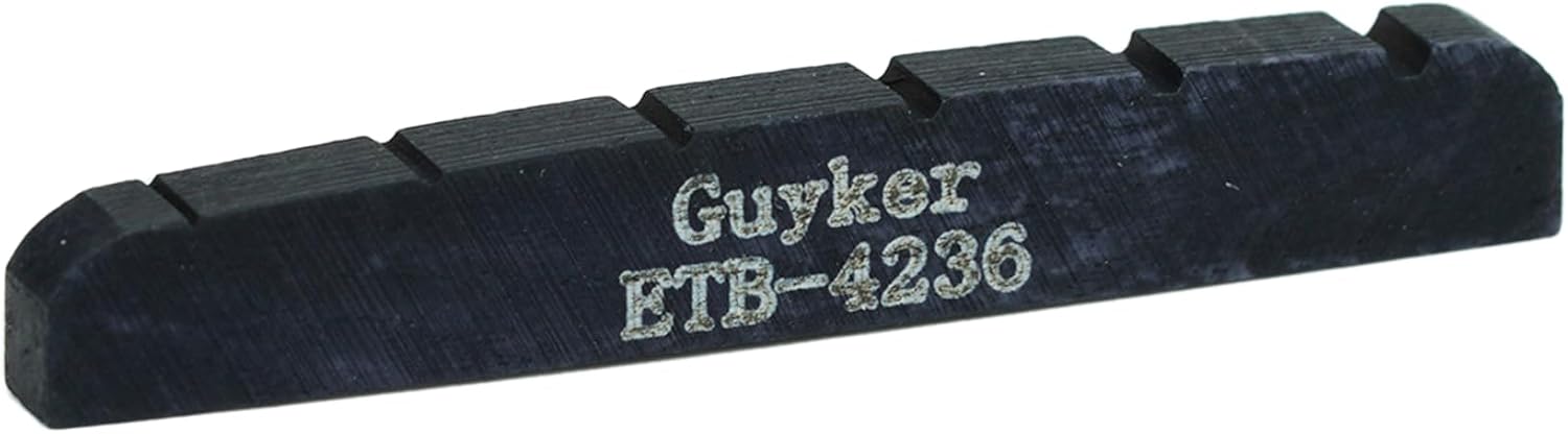 Guyker 42mm Guitar Bone Nut - Black Pre-Slotted Bone Nuts for 6 String ST Strat Style Electric Guitar Replacement Parts Accessories 42mm*3.5mm*6mm (2 Pieces), ETB4236