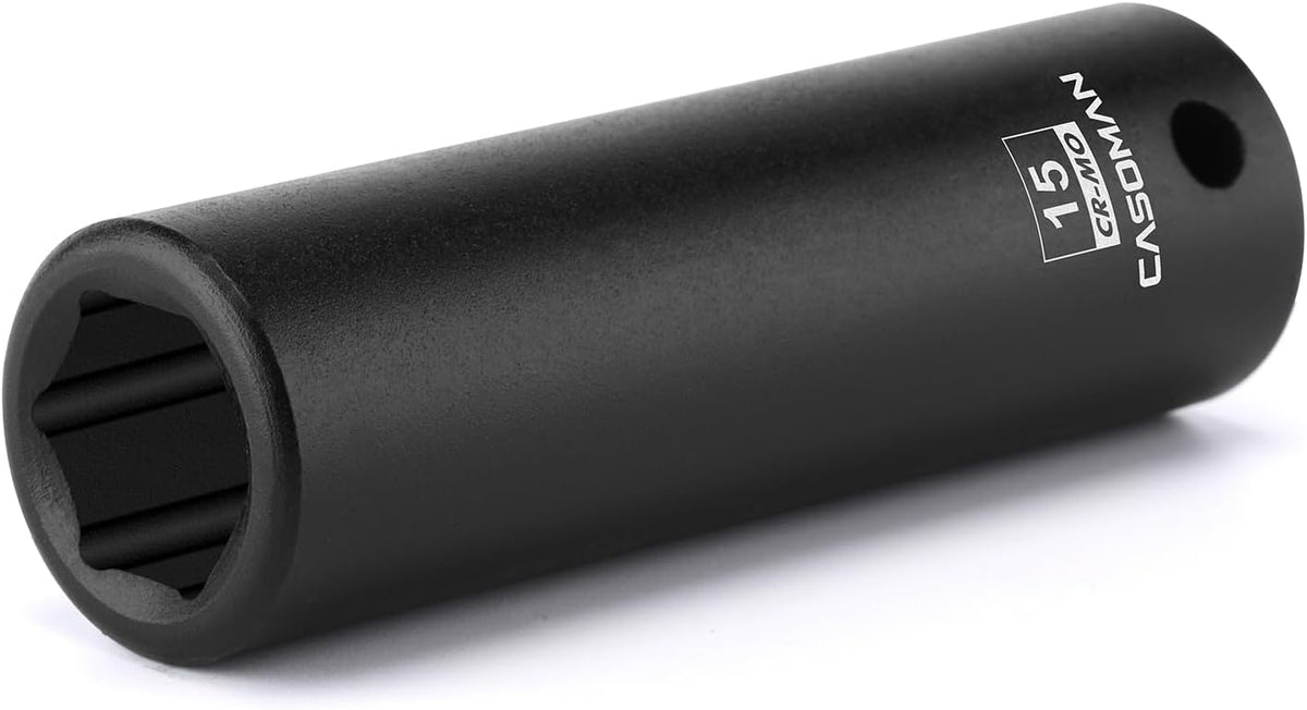 CASOMAN 1/2" Drive x 15mm Deep Impact Socket, 6-Point, Metric, CR-MO
