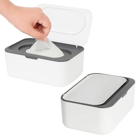 2 Pack Wipes Dispenser, Wipe Holder for Baby & Adult, Seposeve Refillable Wipe Container, Keeps Wipes Fresh, One-Handed Operation. Non-Slip, Easy Open/Close Wipes Pouch Case(2 Grey)