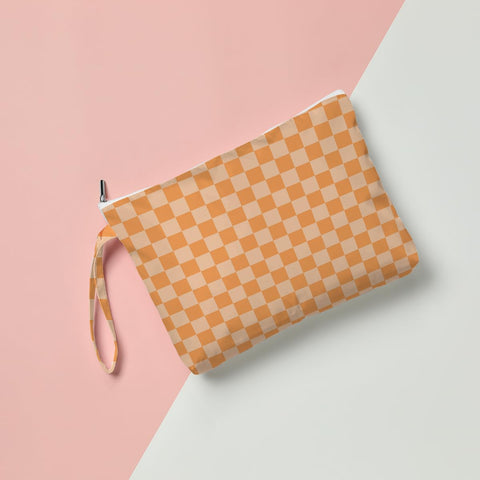 Fokongna Wet Bag, Small Portable Waterproof Multi-Functional Organizer for Women, Ideal for Daily, Beach & Travel，Orange White Gingham