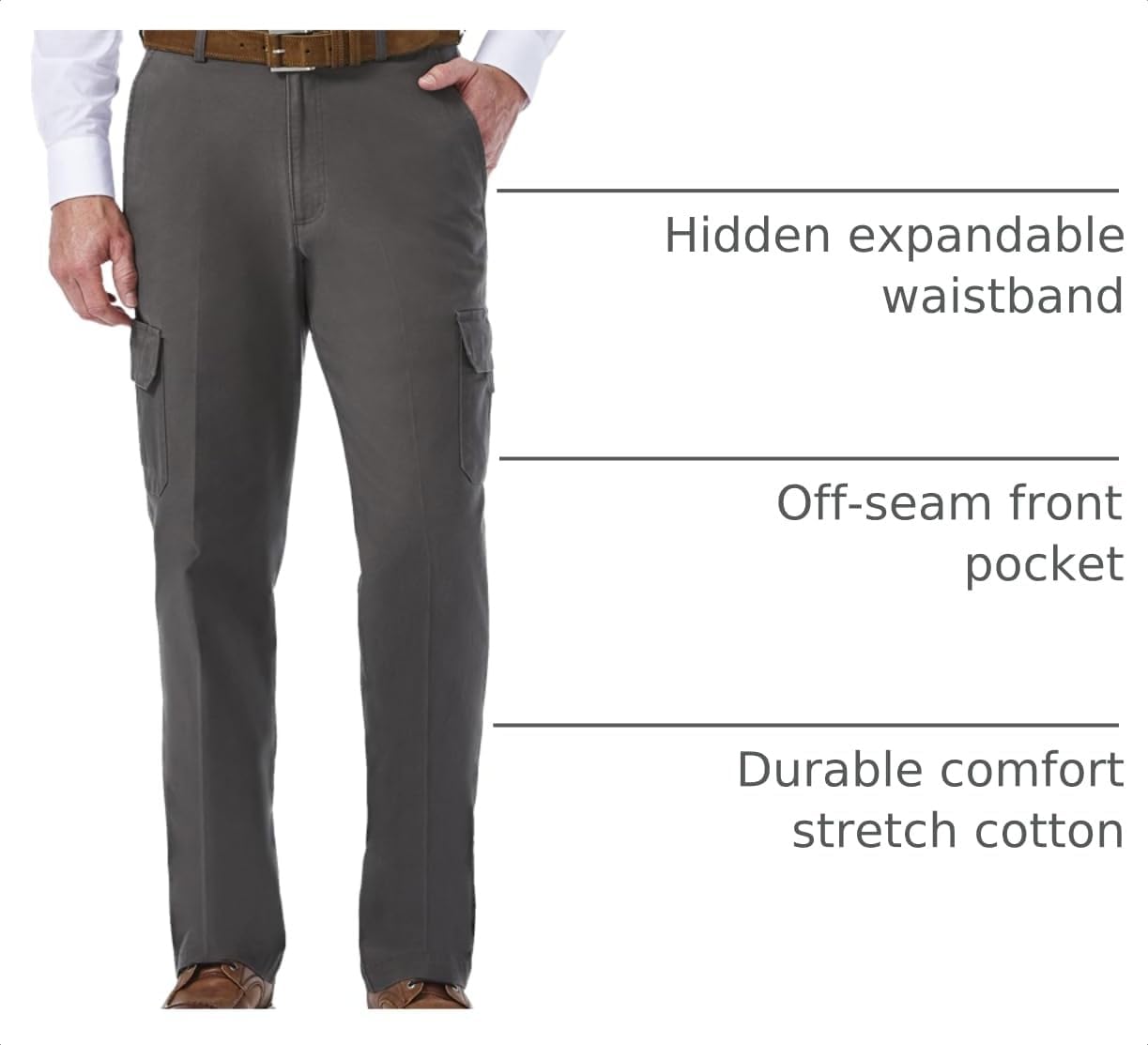 Haggar Men's Comfort Stretch Classic Fit Flat Front Cargo Pant - Regular and Big & Tall Sizes