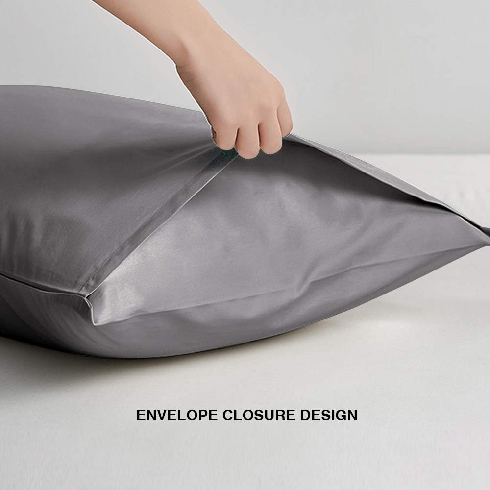 FLXXIE 2-Pack Microfiber Queen Pillow Cases, Envelope Closure, Dark Grey
