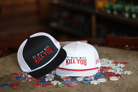 The Mad Hatter, Men & Women’s Trucker Hat, Premium Embroidered Adjustable Snapback for Everyday Wear, My Wife Will Kill You