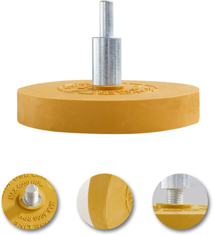 S SATC Decal Eraser Wheel Adhesive Remover Tool with Drill Adapter 4 Pack Rubber Wheel Decal Remover for Drill Emblem Removal Tool for Auto Body Metal Glass