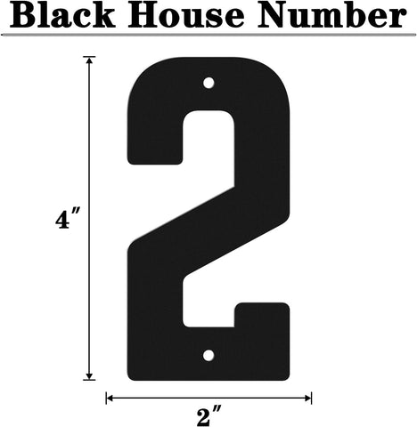 4 Inch Metal House Numbers, Metal Address Numbers, Modern Black House Number for Outside, Outdoor Address Number for Apartment Home Street Office Mailbox (2)