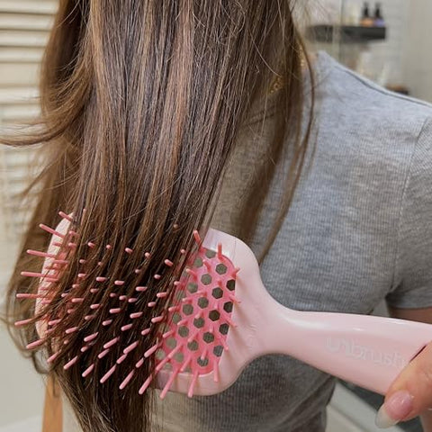 FHI Heat UNbrush Detangling Brush for Pain-Free Brushing on All Wet or Dry Hair Types — Durable DuoFlex Anti-Static Bristles, Lightweight Handle, Vented Hair Brush, Peony Light Pink