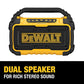 DEWALT 20V MAX Bluetooth Speaker, 100 ft Range, Durable for Jobsites, Phone Holder Included, Lasts 8-10 Hours with Single Charge (DCR010)