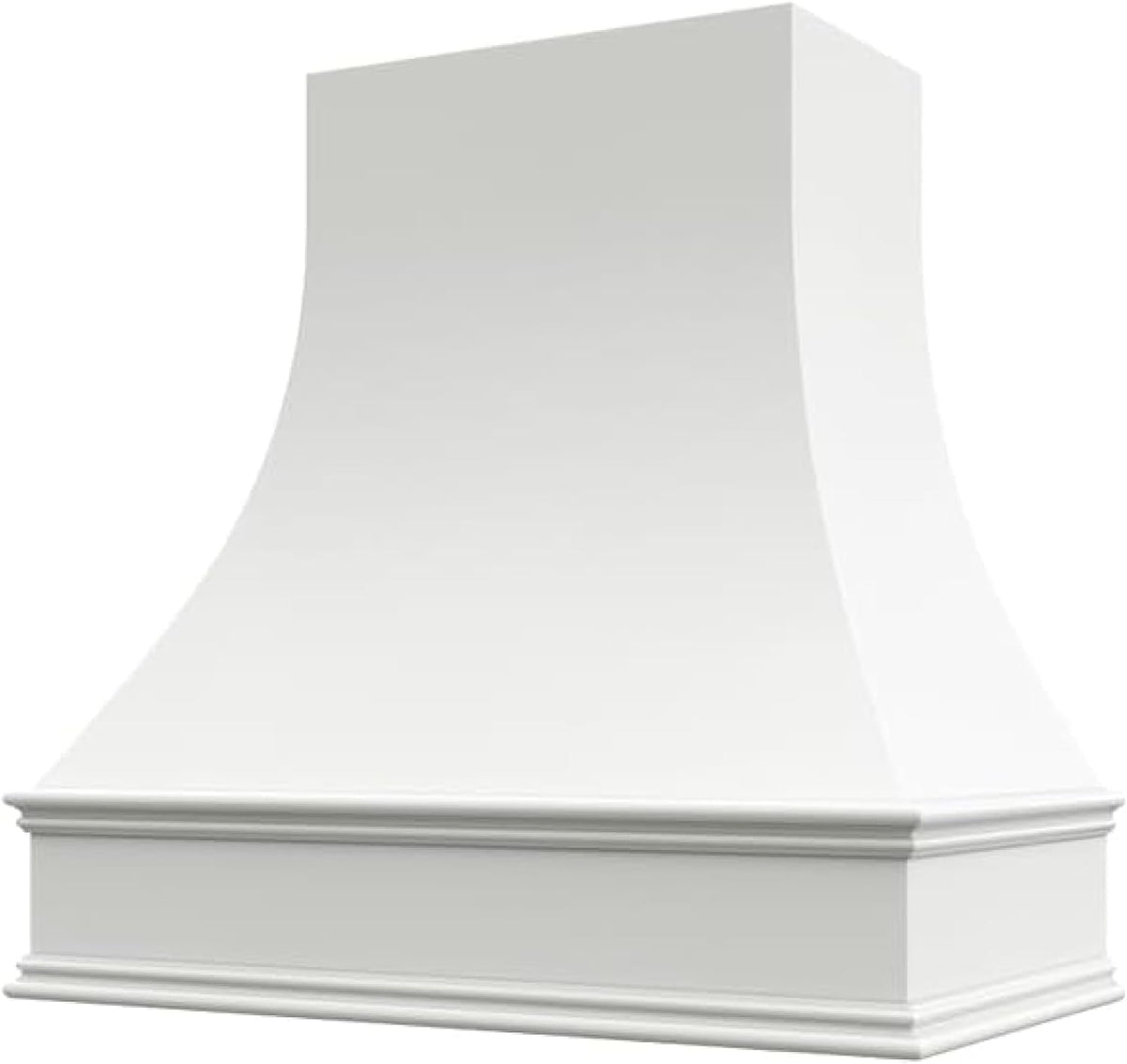 White Wood Range Hood Cover, Curved Front, 31.5"W x 36"H