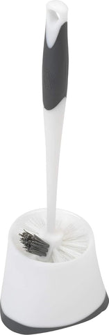 Clorox Corner Toilet Bowl Brush with Under Rim Scrubber, Includes Corner Storage Caddy, White