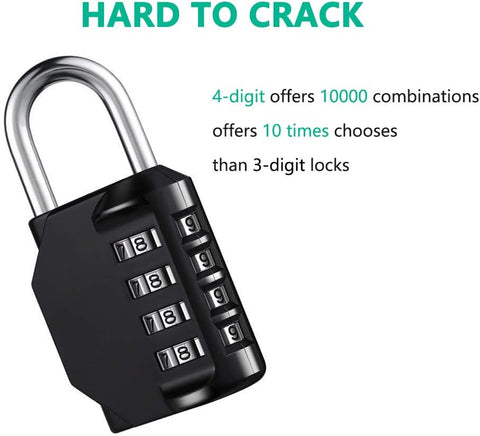Combination Lock Resettable 4 Digit Padlock with Combination, AIHYTU Waterproof and Heavy Duty Combination Padlock Outdoor for School Gym Locker, Fence Gate, Toolbox, Employee Hasp Locker – 2 Pack