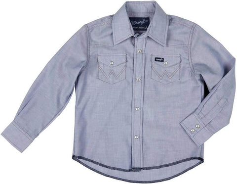 Wrangler Boy's Long Sleeve White Snap Shirt