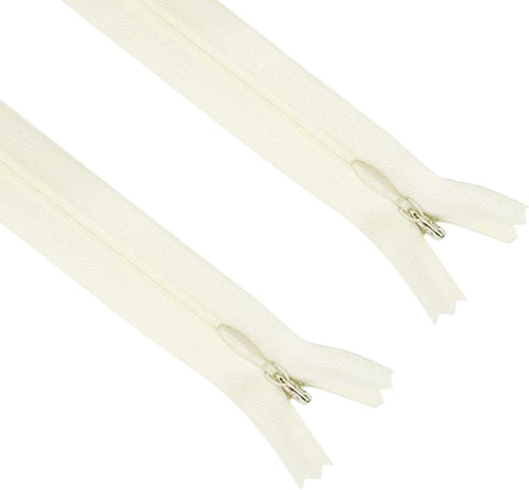 ANPURZII 2PCS #3 20 Inch Beige Invisible Zippers for Sewing Skirts, Nylon Coil Bulk Zippers for Pocket, Pillow(Beige 20" 2PCS)